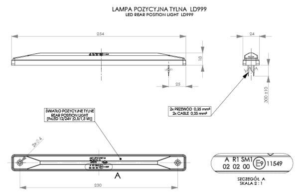 HORPOL LD – LED Gabaritno Svjetlo – 12/24V – IP68 - 3 BOJE