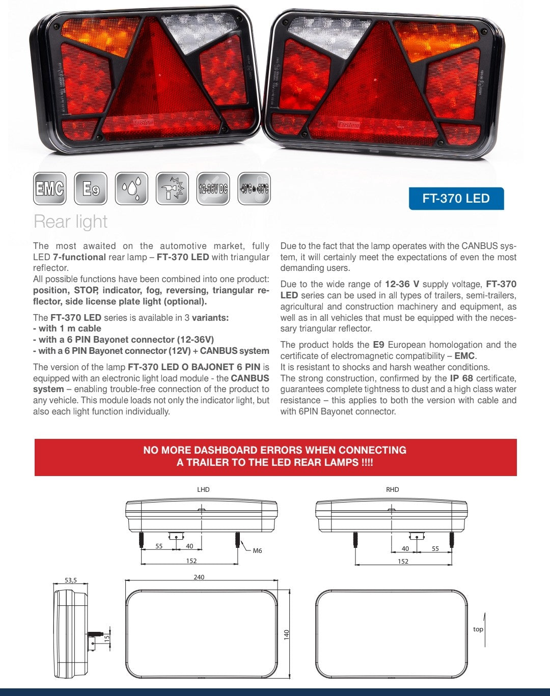 FT-370 LED – Sve-u-Jednom Stražnje Svjetlo