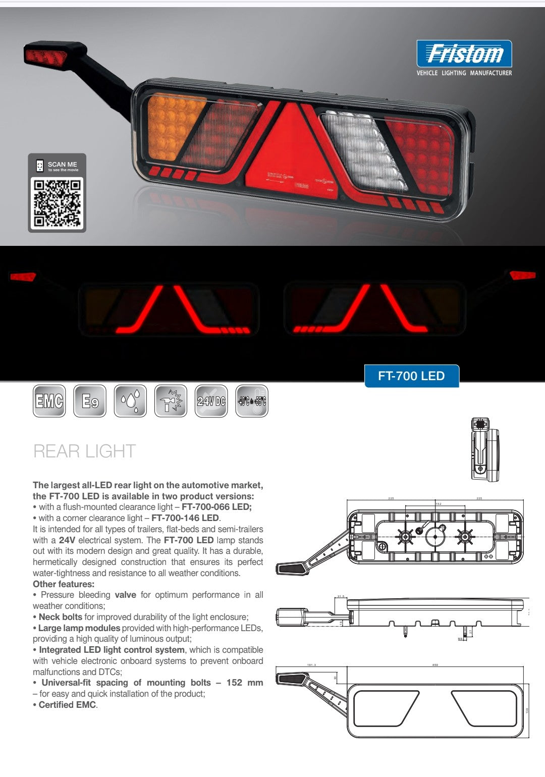 FT-700 LED – Najveće i Najjače 24V Stražnje Svjetlo