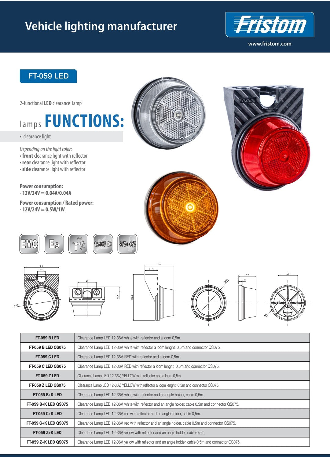 FT-059 LED – Univerzalno LED Gabaritno Svjetlo s Reflektorom