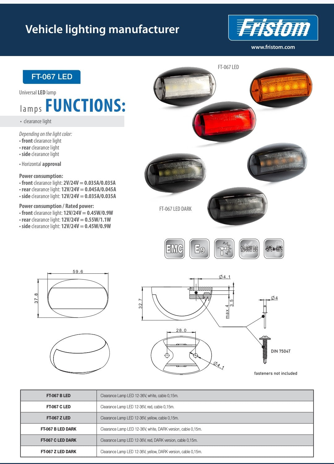 FRISTOM FT-067 LED & FT-067 LED DARK - Elegantna i Snažna Gabaritna Svjetiljka