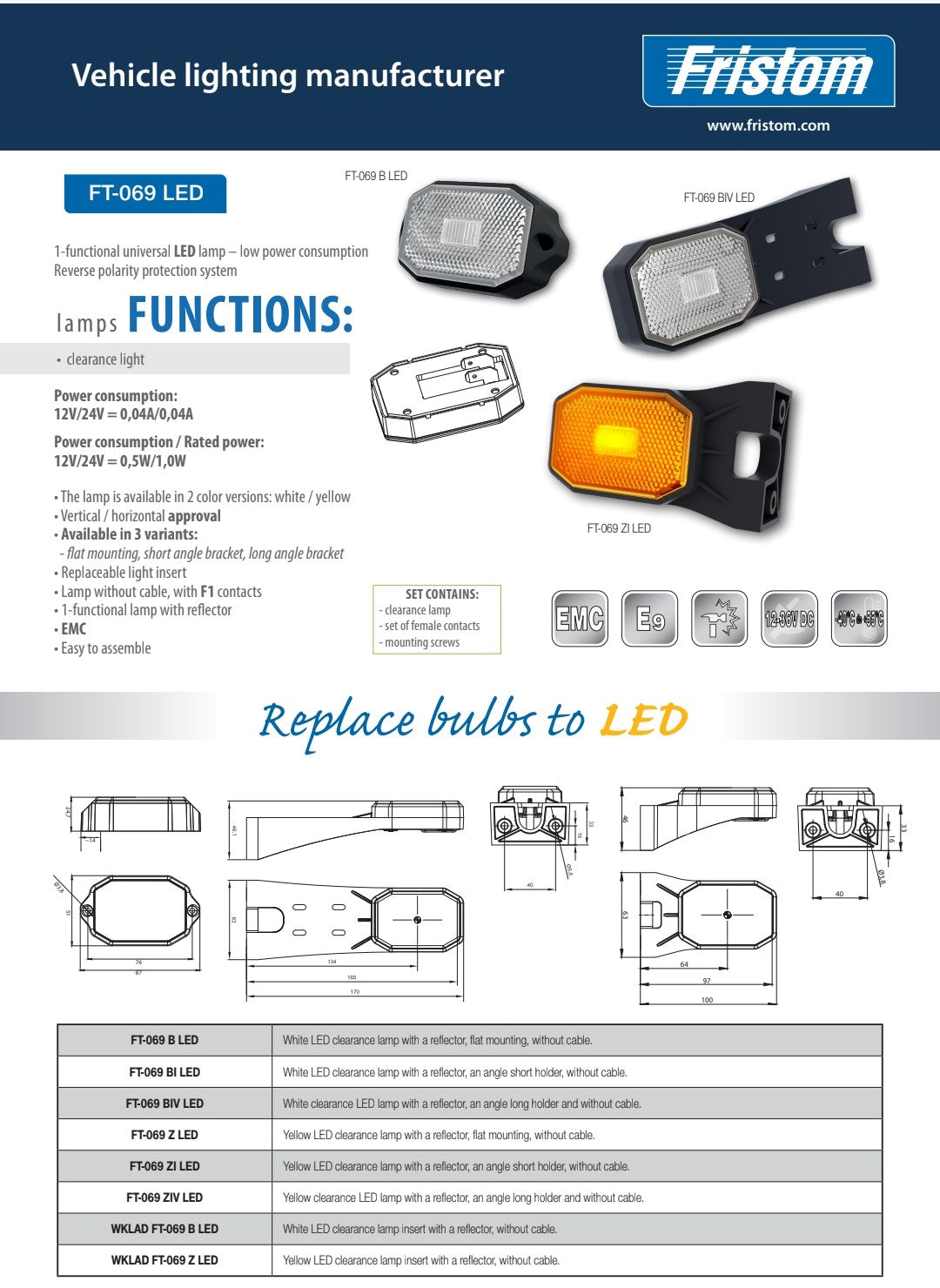 FRISTOM FT-069 LED - Fleksibilni Gabarit s Reflektorom