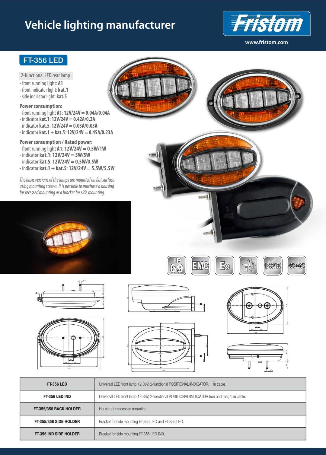 FT-356 LED - Prednje Pozicijsko + Žmigavac IP69