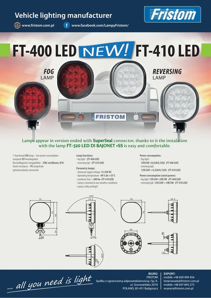 FT-410 LED - Svjetlo za Vožnju Unatrag -  FT-400 LED - Stražnje Svjetlo za Maglu