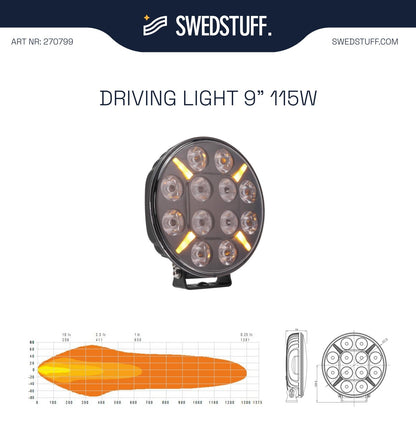 SWEDSTUFF DRIVING LIGHT 9" 115W (LDL-04) - DVOSTRUKA MOĆ I MODERNA ELEGANCIJA
