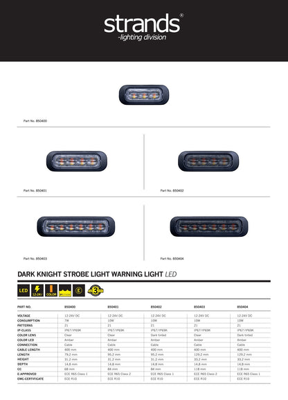 DARK KNIGHT DIRECTIONAL WARNING LIGHT AMBER 6 LED - AMBER 4 LED - DARK TINTED GLASS