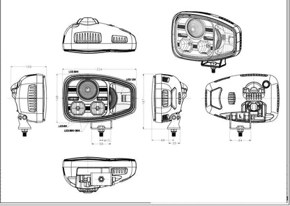 Prednji LED Far 108W s Integriranim Žmigavcem  – Za JCB, CAT, Volvo, Terex