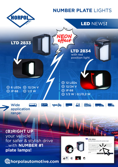 HORPOL LTD 2834 NEON – LED Svjetlo tablice + Pozicija – 12/24V – IP68