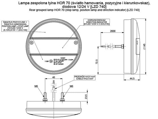 HORPOL LZD 741 – LED Lampa Rikverc + Maglenka – 12/24V – 2m kabel