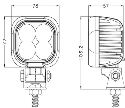 LED Radna Lampa 40W – Široki Snop (Diffused) – 4x LED + DT Konektor