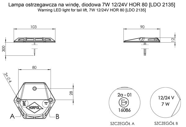 HORPOL LDO 2135 – LED Bljeskalica za Utovarne Rampe – Alu – 12/24V , svjetlo oznake visine